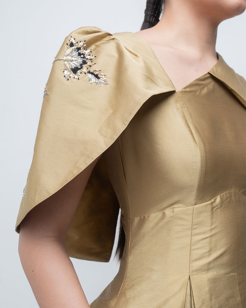 Flavia Dress viscose by Leh Studios in golden for women Worldwide