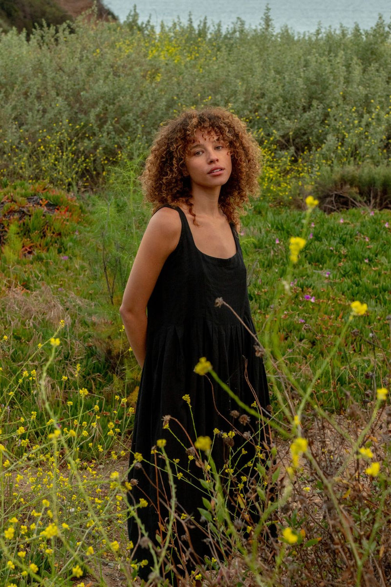 Black Cascade Midi Dress Dresses,Short and Midi Dresses by World of Crow in black color for women Worldwide