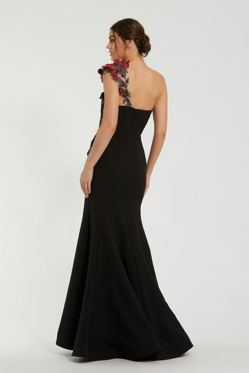 11779-Off The Shoulder Embroidered Mermaid Gown by Mac Duggal in black color for women Worldwide