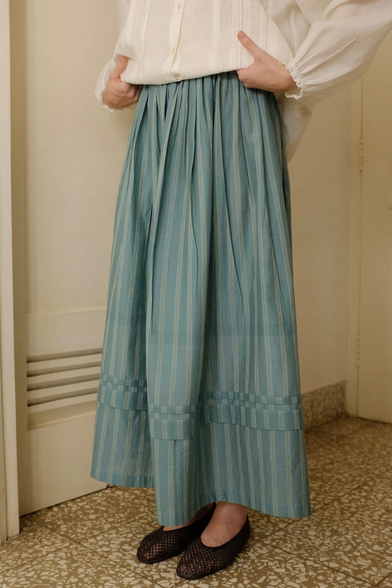 Wren Skirt cotton silk skirt by MASON AND MILL in sea green for women Worldwide