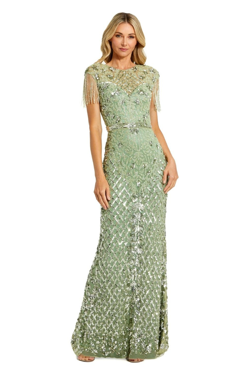 MD-4908 Straight Gown-Green by Mac Duggal in green color for women Worldwide