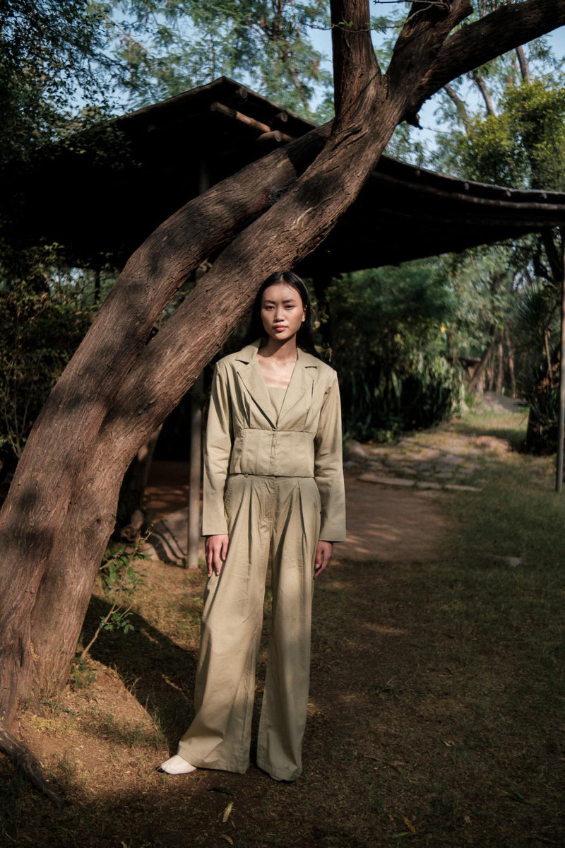 Milano Blazer-Khaki cotton by The Terra Tribe for women Worldwide