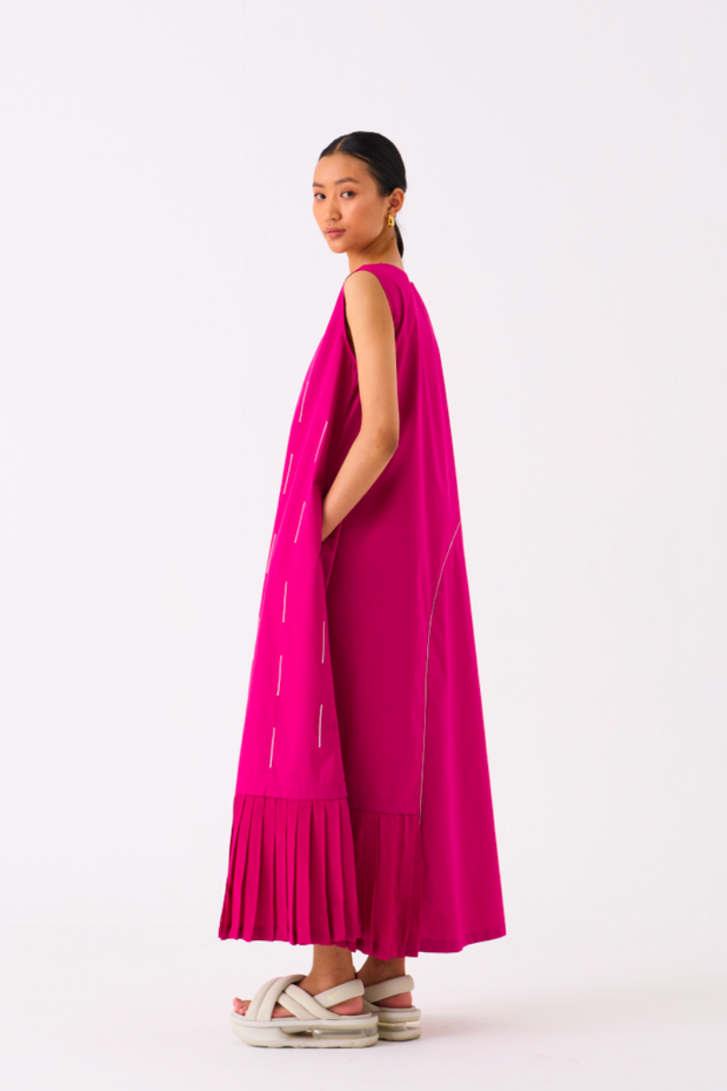 RAINDROP DRESS-FUSCHIA poplin by THREE for women Worldwide