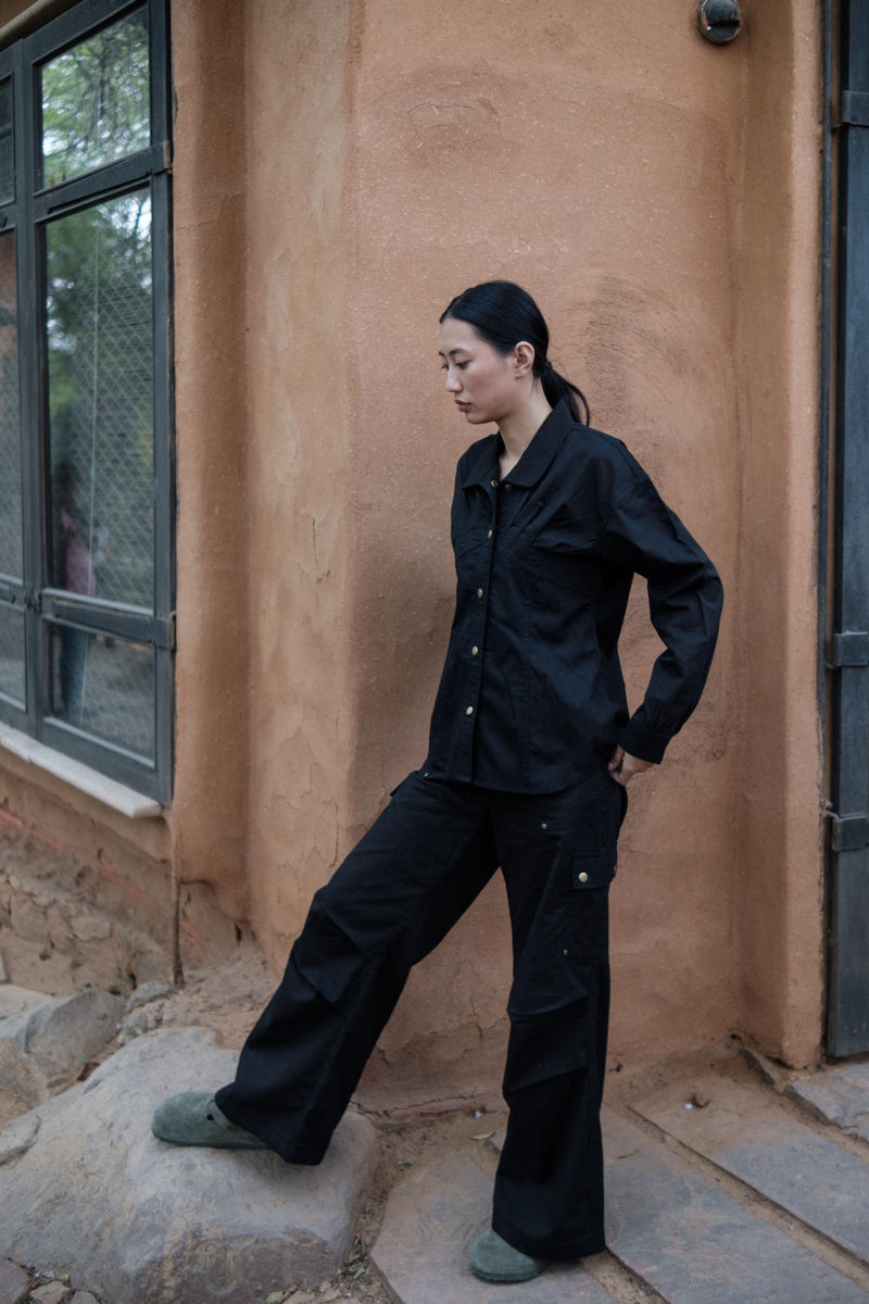 Arizona Shirt-Black (353) cotton by The Terra Tribe in black color for women Worldwide