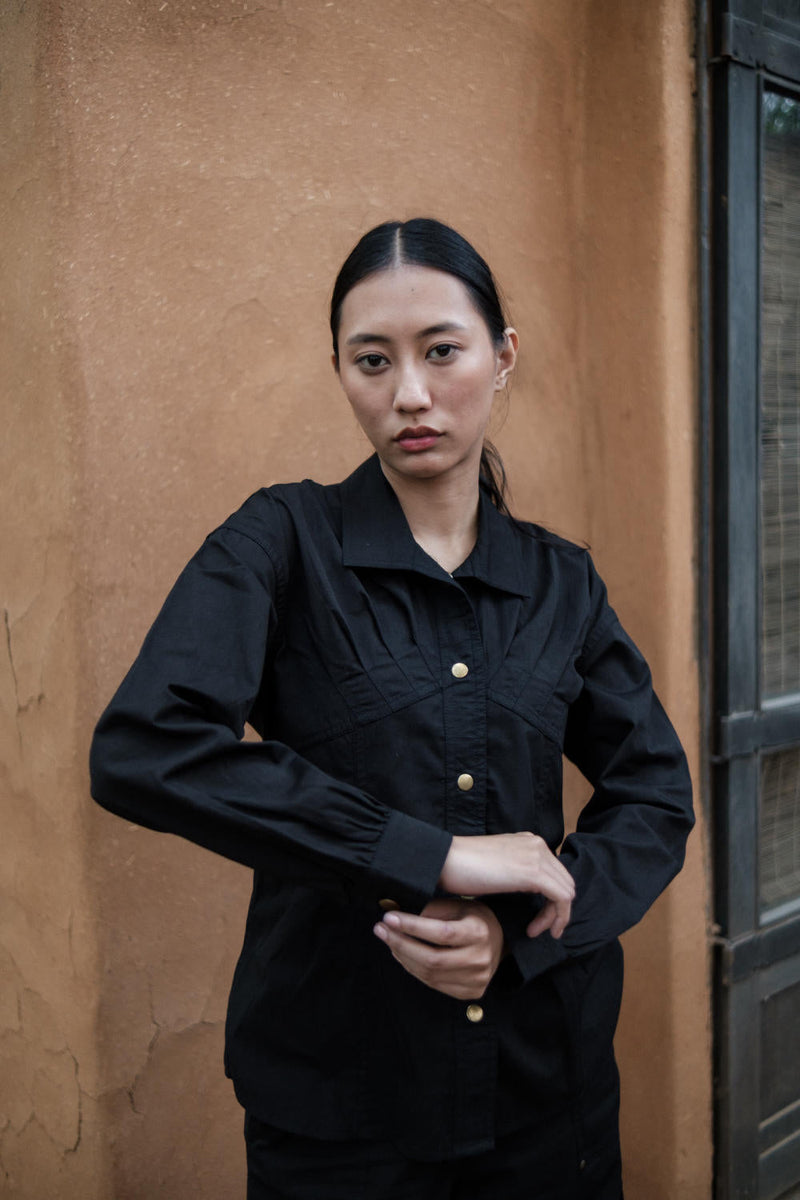 Arizona Shirt-Black (353) cotton by The Terra Tribe in black color for women Worldwide