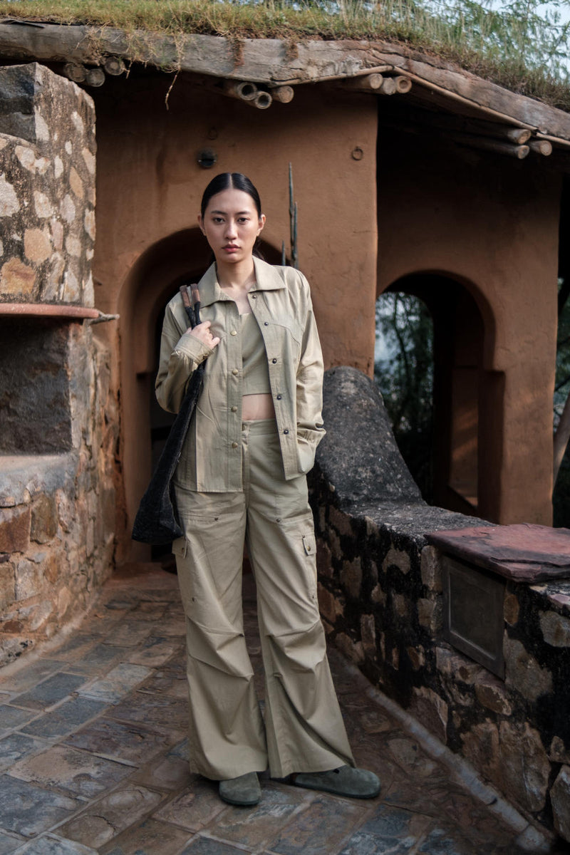 Arizona Shirt-Khaki (353) cotton by The Terra Tribe for women Worldwide