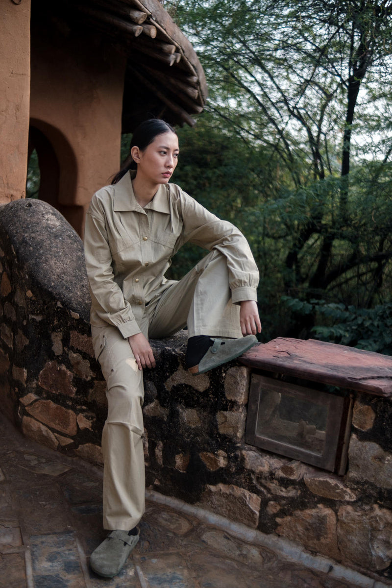 Arizona Shirt-Khaki (353) cotton by The Terra Tribe for women Worldwide