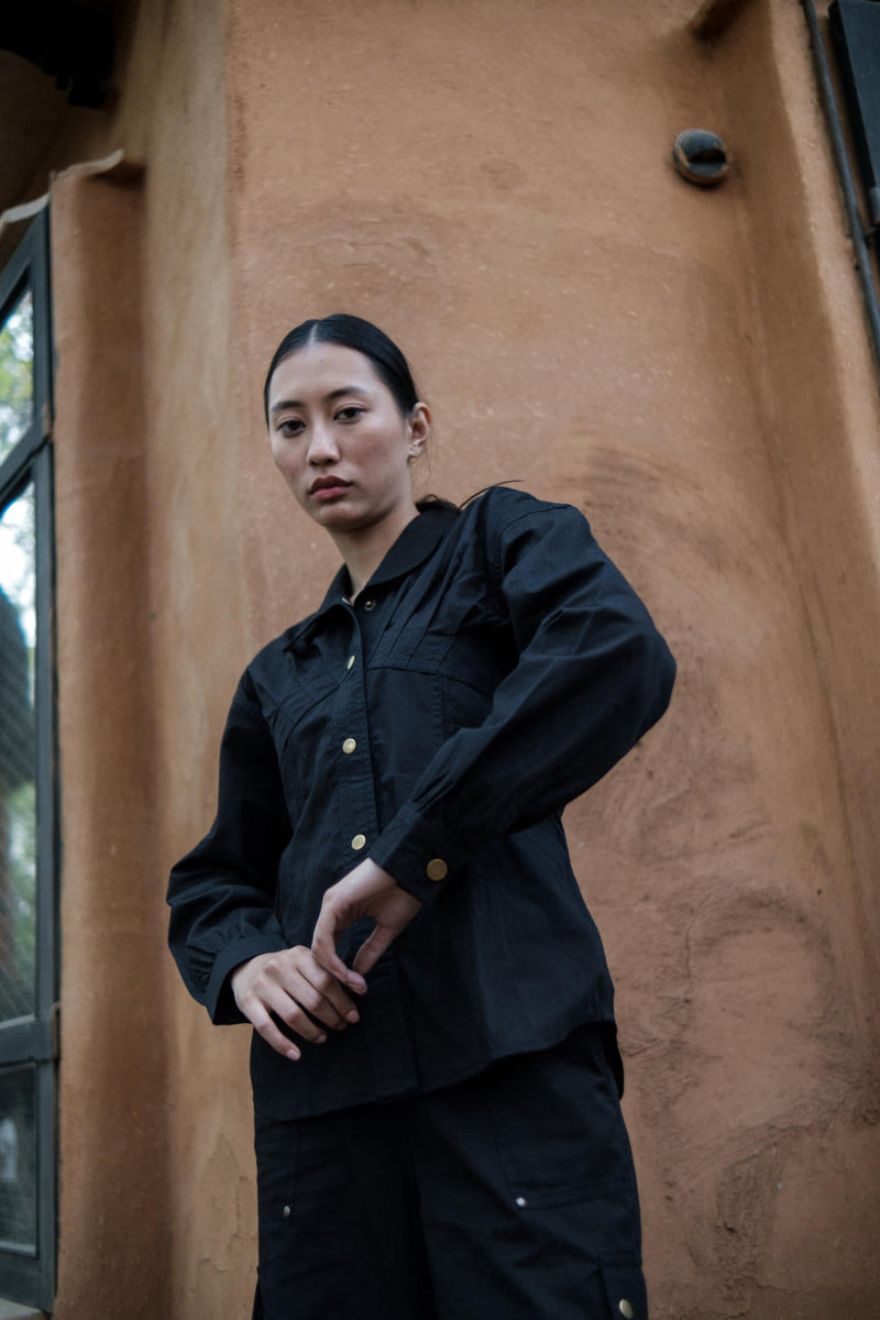 Arizona Shirt-Black (353) cotton by The Terra Tribe in black color for women Worldwide