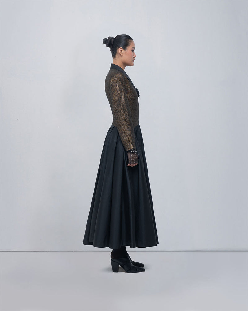 Anyma Dress viscose by Leh Studios in gold, black for women Worldwide