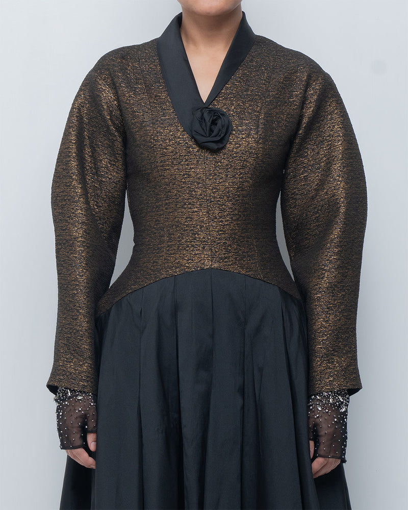 Anyma Dress viscose by Leh Studios in gold, black for women Worldwide
