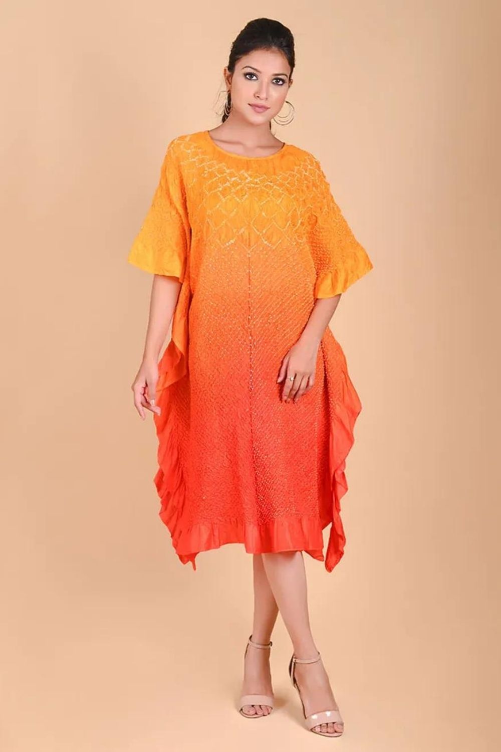 SUNFLOWER KAFTAN-YELLOW ORANGE SHADED