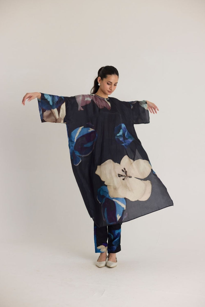 ROCCO SILK KAFTAN SET silk by Yam in black color for women Worldwide