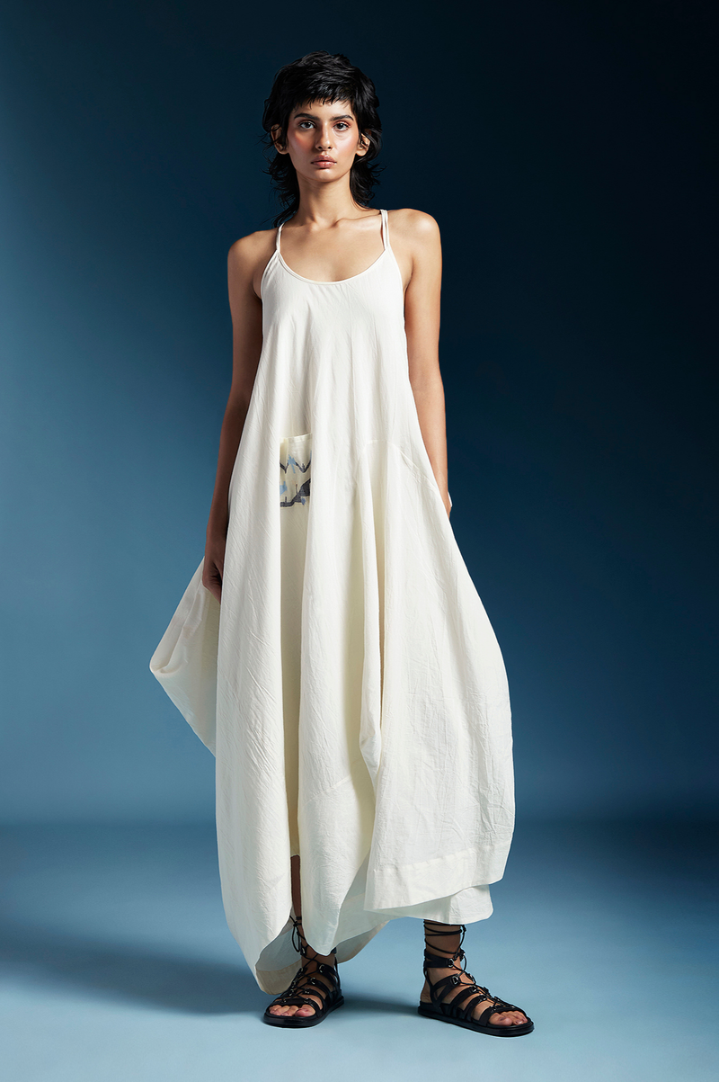Amanda Dress-White cotton by Chola in white color for women Worldwide