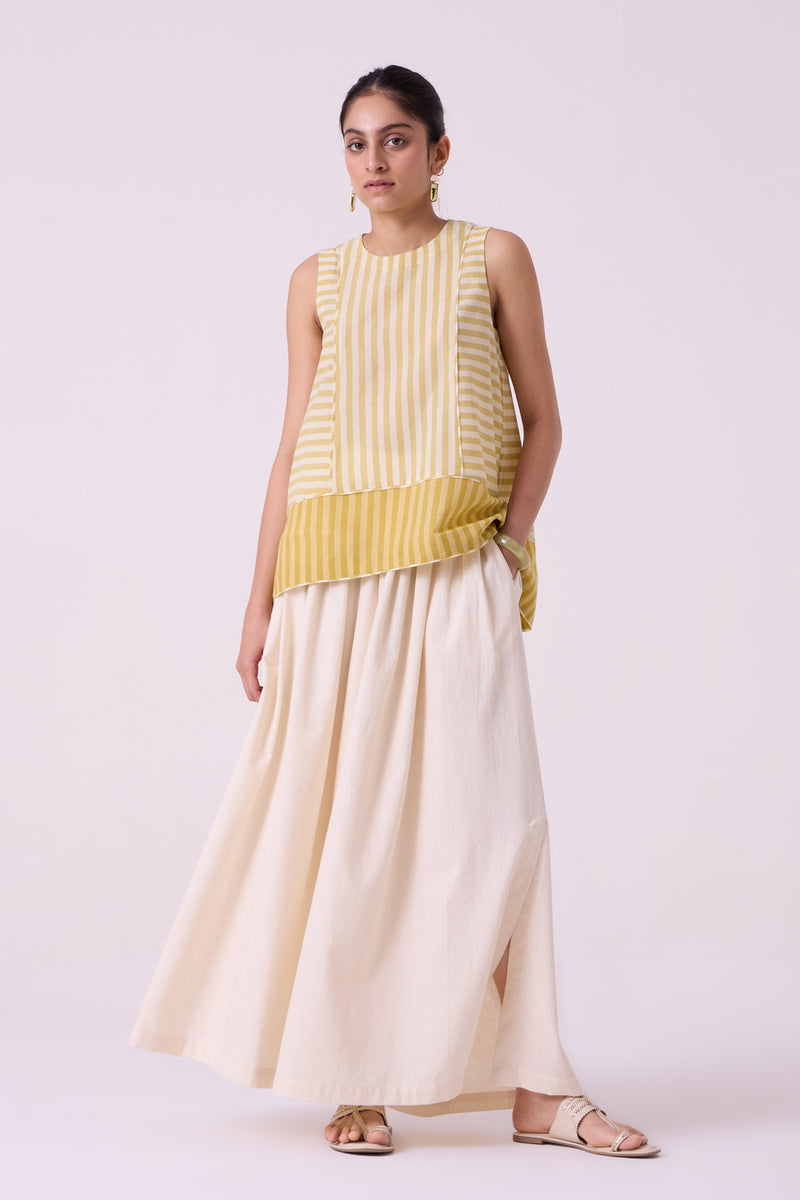 Takumi Off White Handwoven Pleated Pants handspun & handwoven cotton pant/trouser by The Summer House in off white for women Worldwide