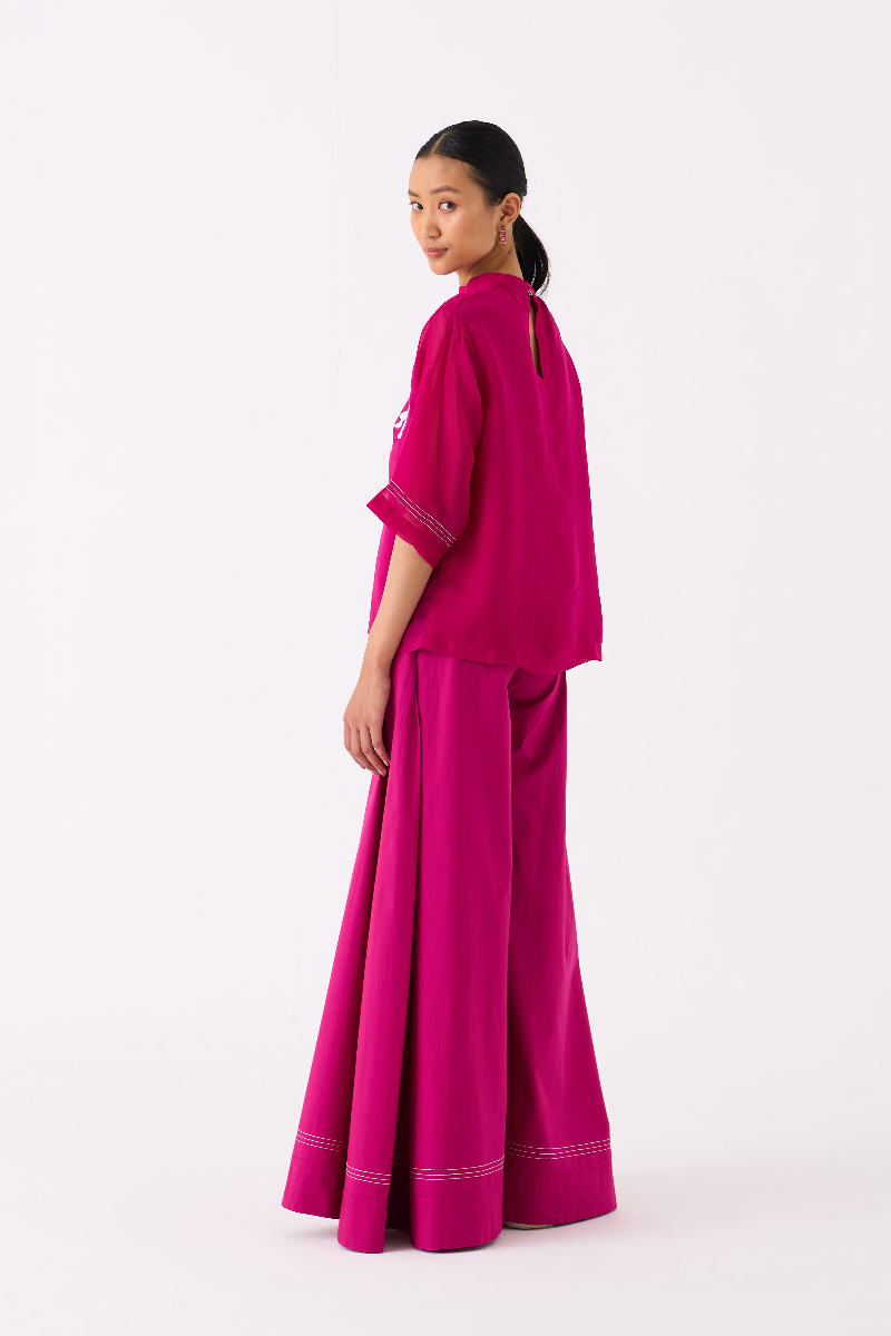 WIDE LEG BROAD BOTTOM-FUSCHIA