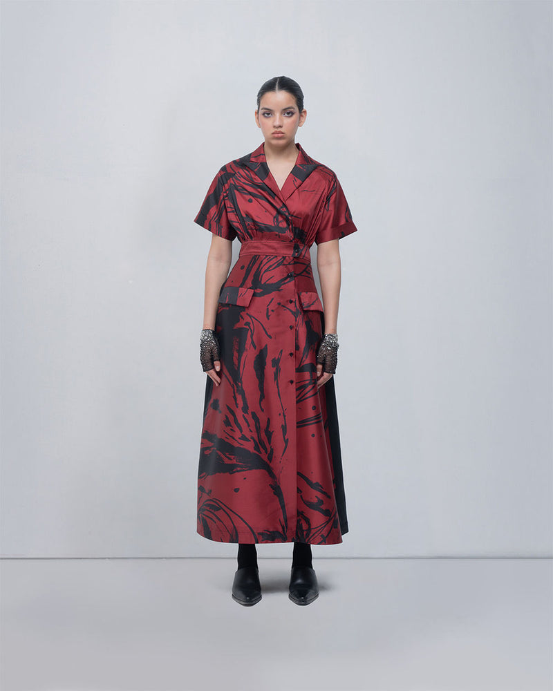 Melis Dress viscose by Leh Studios in red, black for women Worldwide
