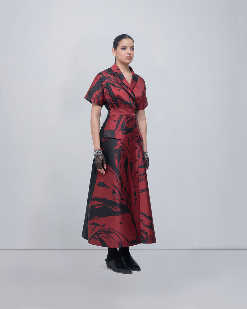 Melis Dress viscose by Leh Studios in red, black for women Worldwide