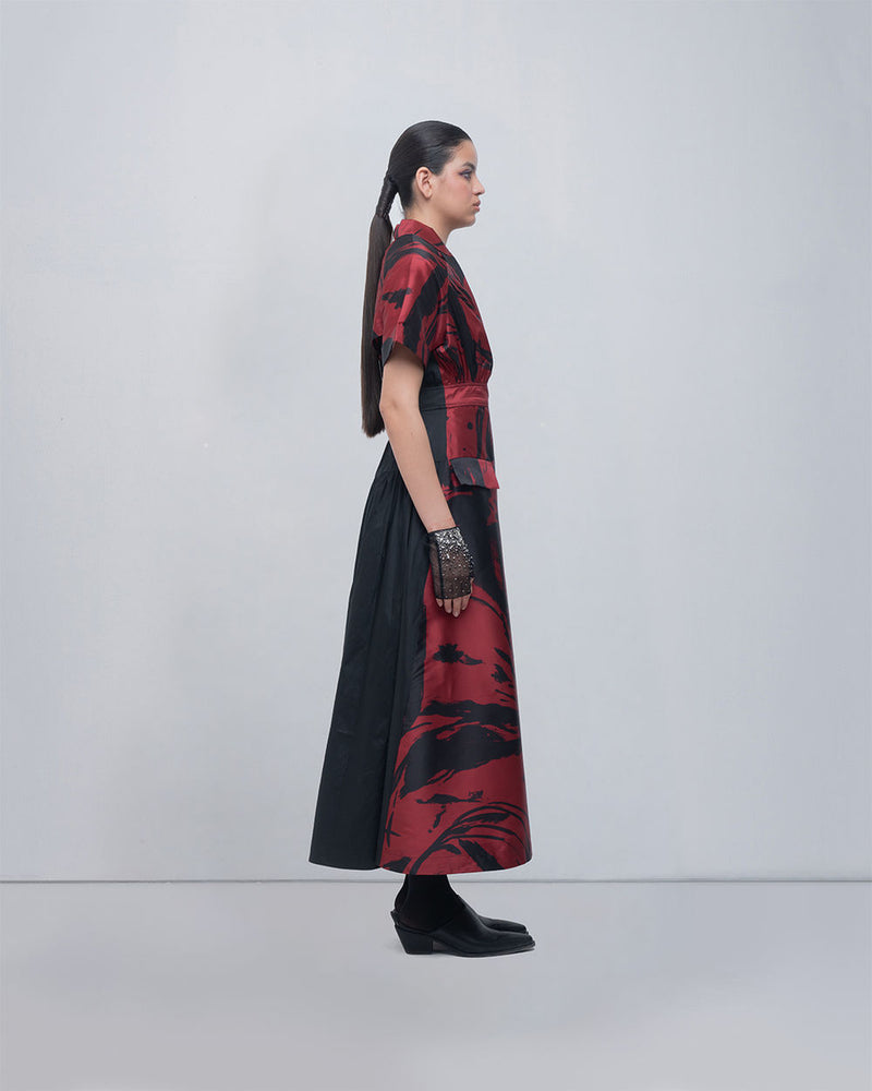 Melis Dress viscose by Leh Studios in red, black for women Worldwide