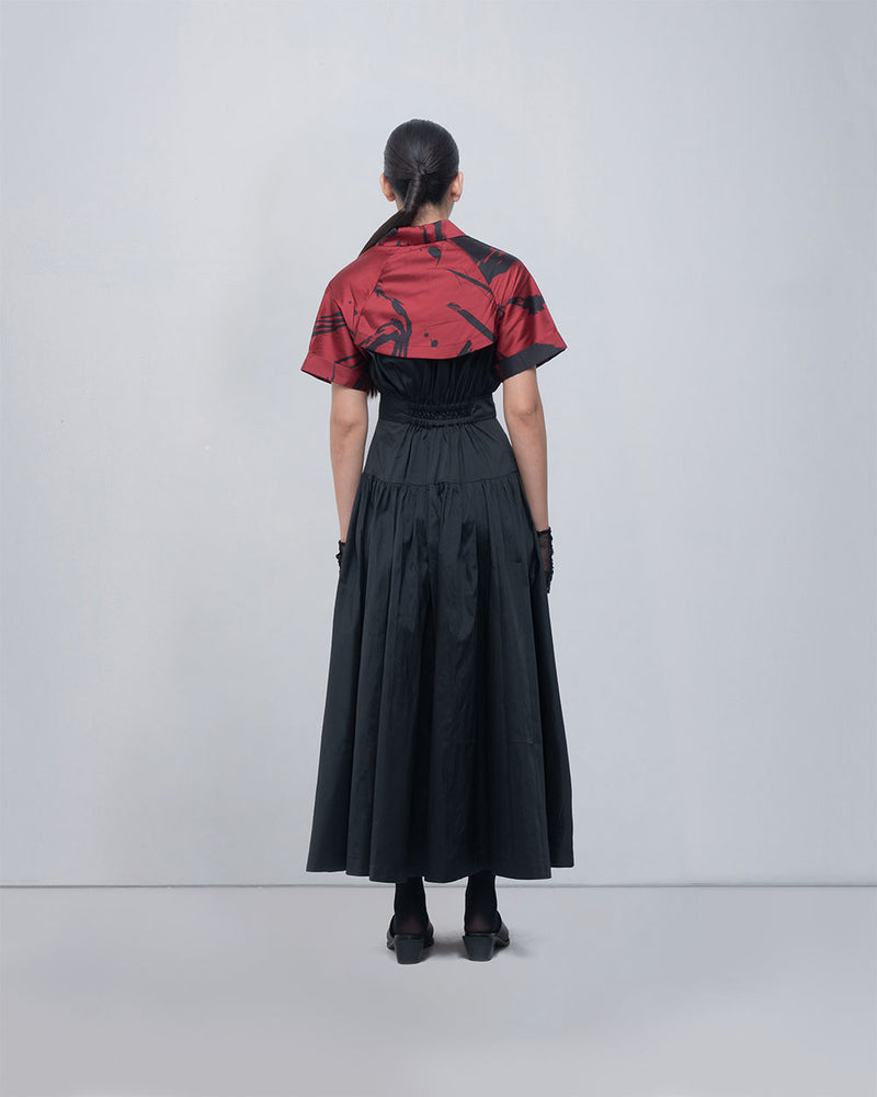 Melis Dress viscose by Leh Studios in red, black for women Worldwide