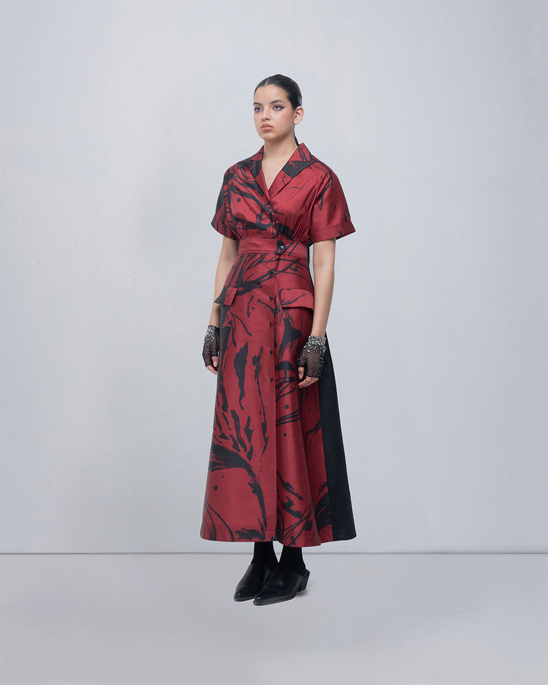 Melis Dress viscose by Leh Studios in red, black for women Worldwide