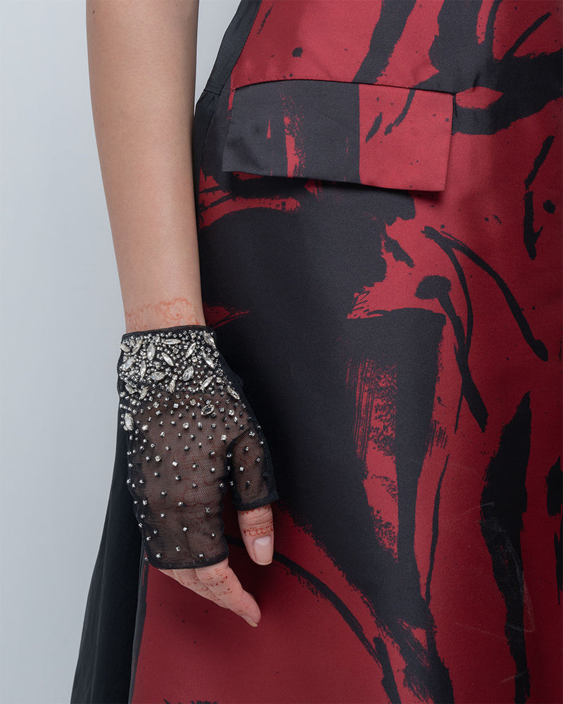 Melis Dress viscose by Leh Studios in red, black for women Worldwide