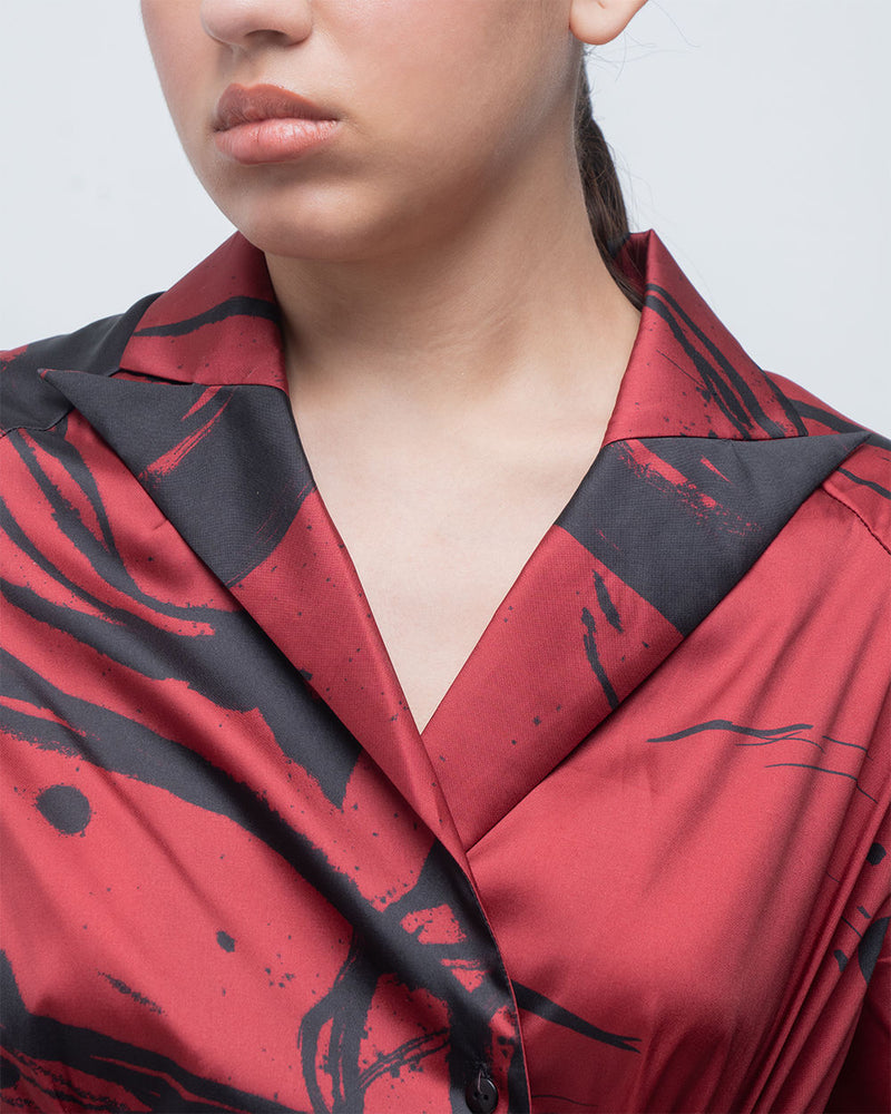 Melis Dress viscose by Leh Studios in red, black for women Worldwide