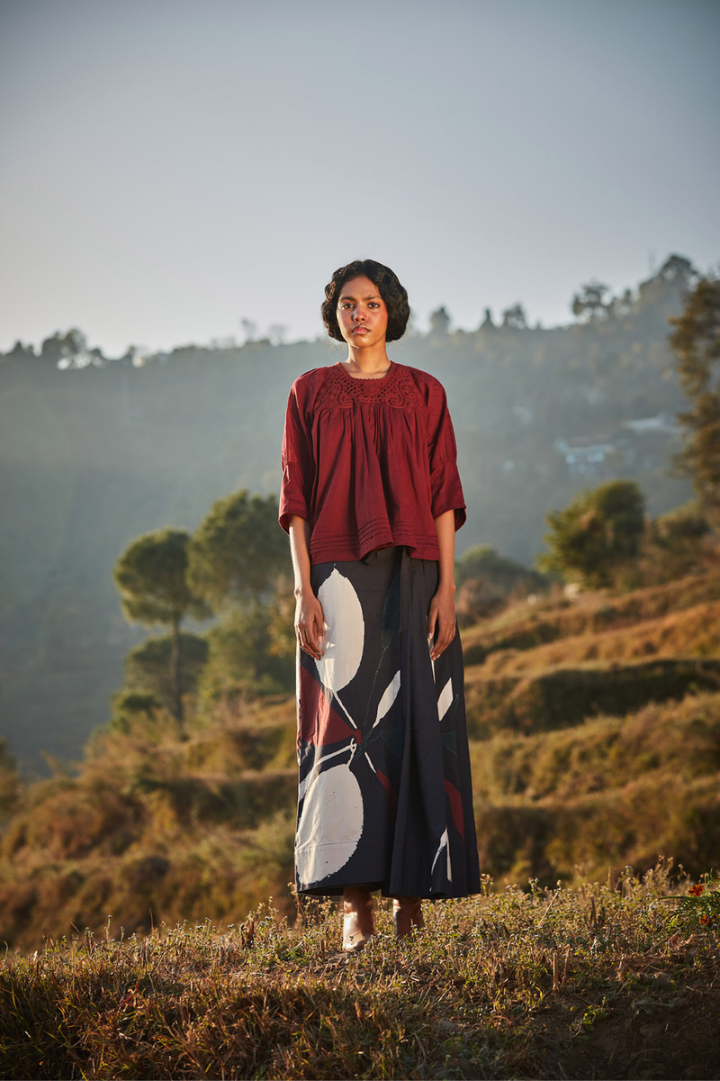 Dappled Petal skirt Pants mul by Khara Kapas in multi for women Worldwide