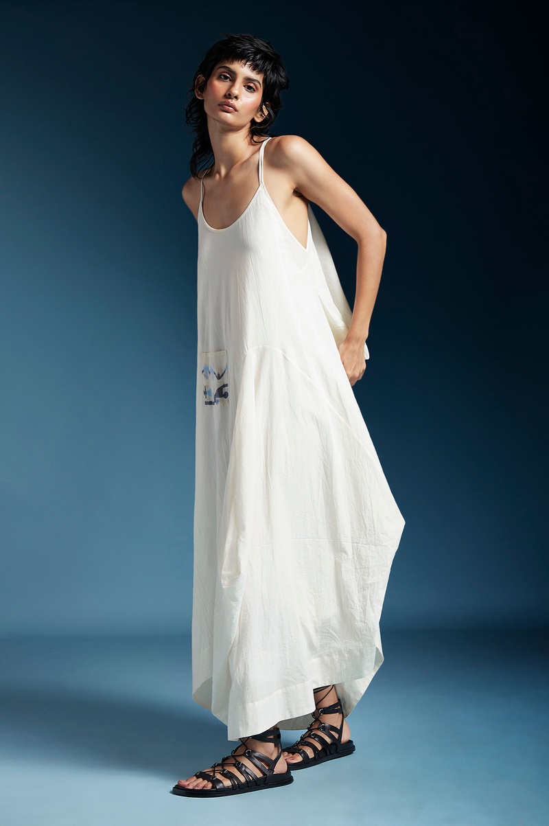 Amanda Dress-White cotton by Chola in white color for women Worldwide