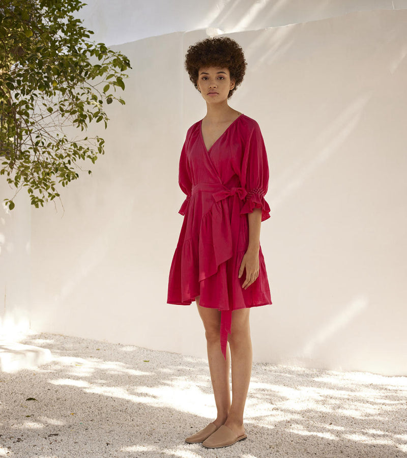 First love wrap dress Dress by Khara Kapas in pink for women Worldwide