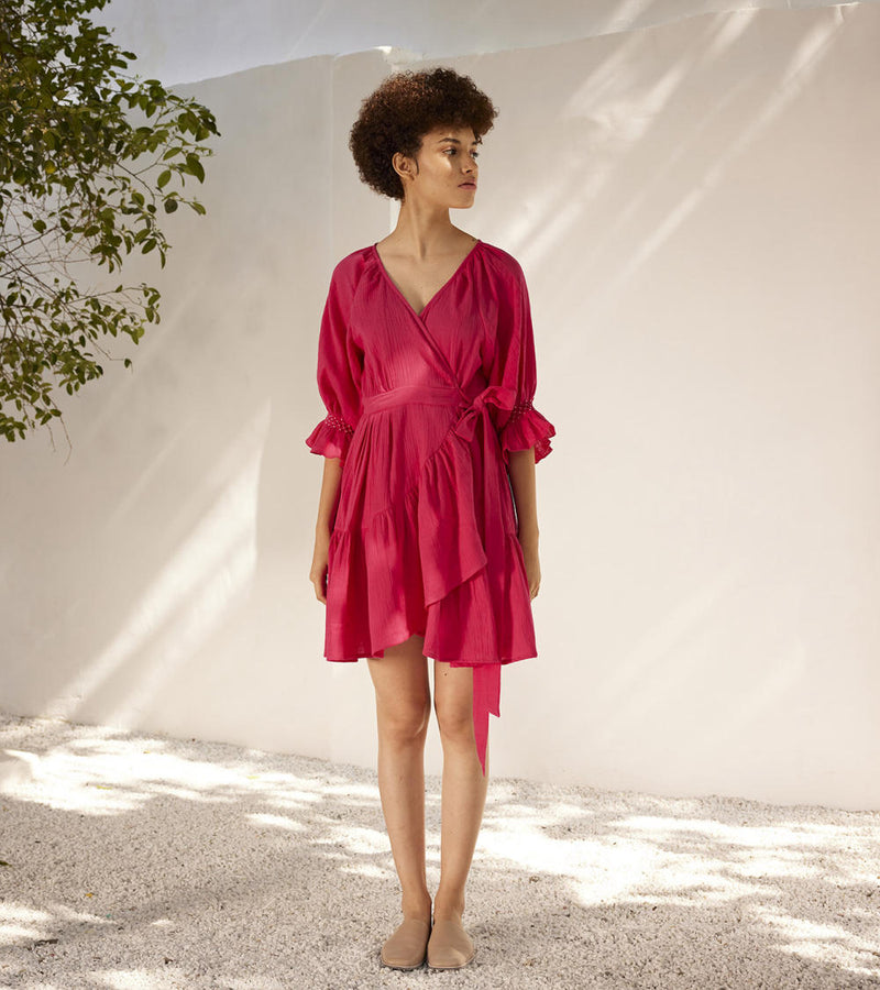 First love wrap dress Dress by Khara Kapas in pink for women Worldwide