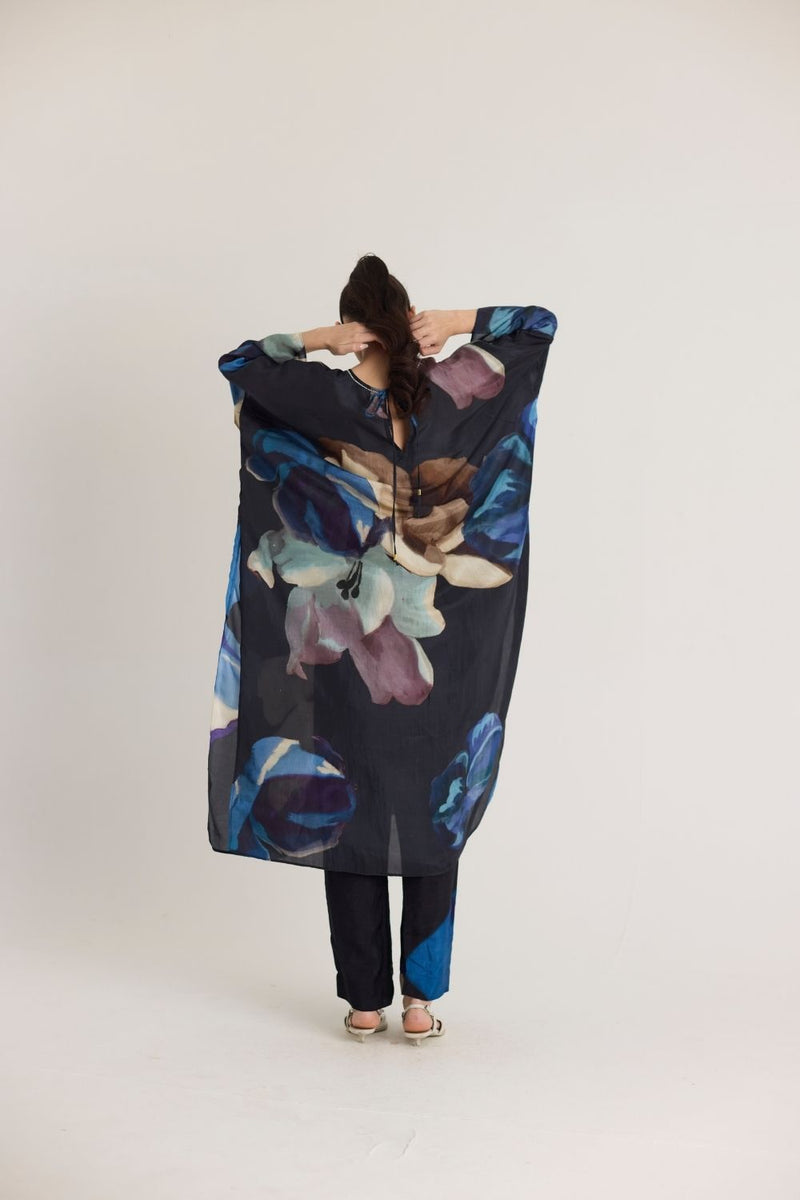 ROCCO SILK KAFTAN SET silk by Yam in black color for women Worldwide