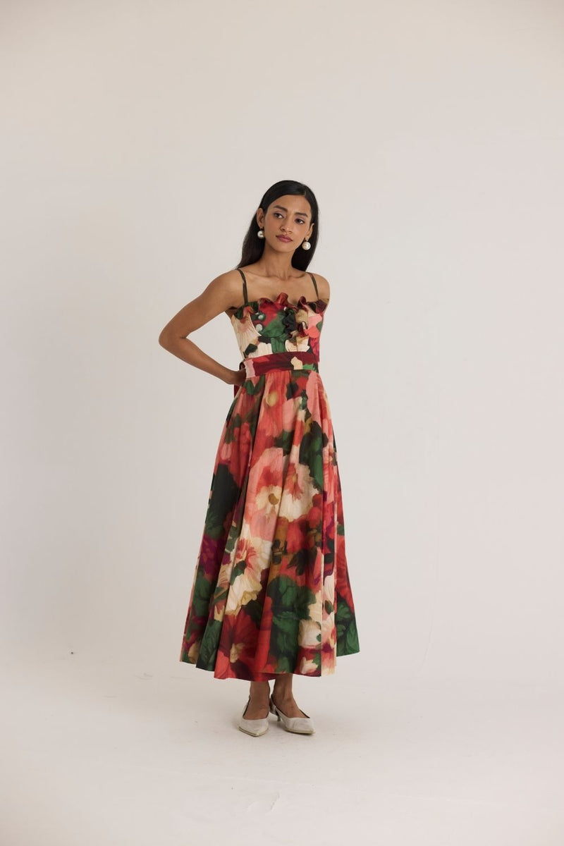 SCARLETT COTTON FRILL DRESS cotton by Yam in multi color for women Worldwide