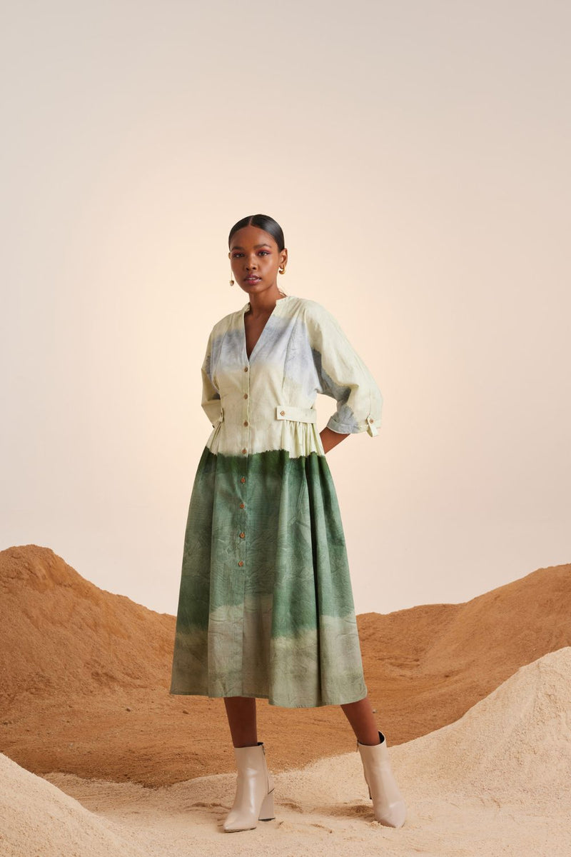 Button Down Dress-Earth cotton Dress by CORD for women Worldwide