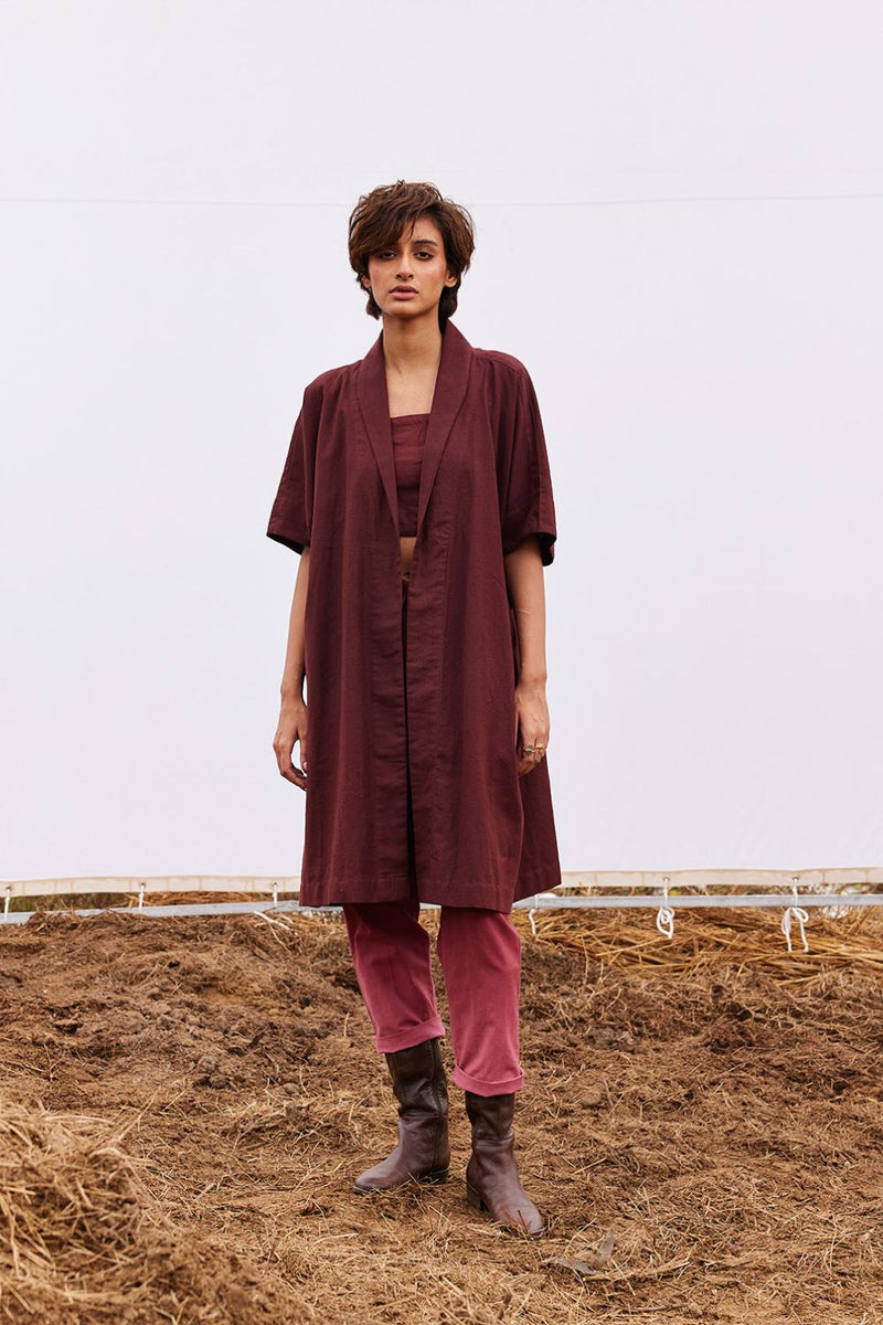 Wine co-ord set cotton by Khara Kapas for women Worldwide