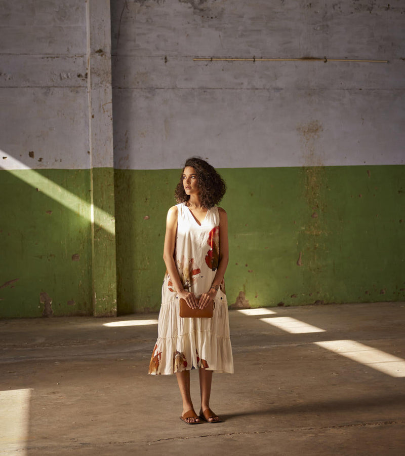 Shikanji Dress cotton Dresses by Khara Kapas in white for women Worldwide