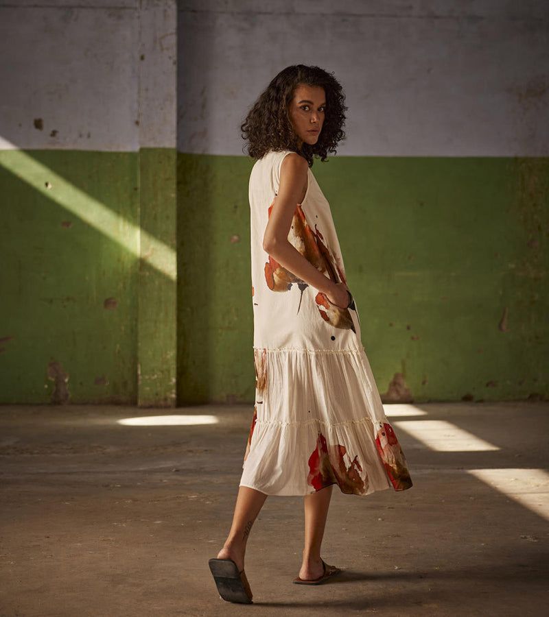 Shikanji Dress cotton Dresses by Khara Kapas in white for women Worldwide
