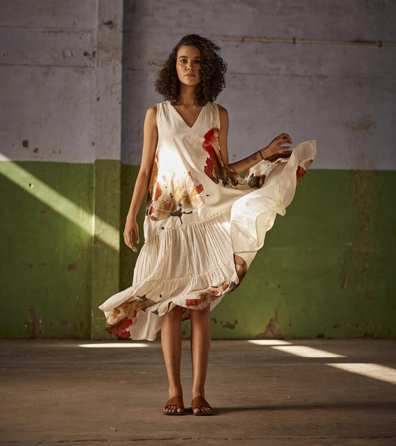 Shikanji Dress cotton Dresses by Khara Kapas in white for women Worldwide