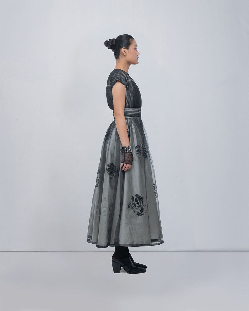 Evara Dress viscose by Leh Studios in silver, black for women Worldwide