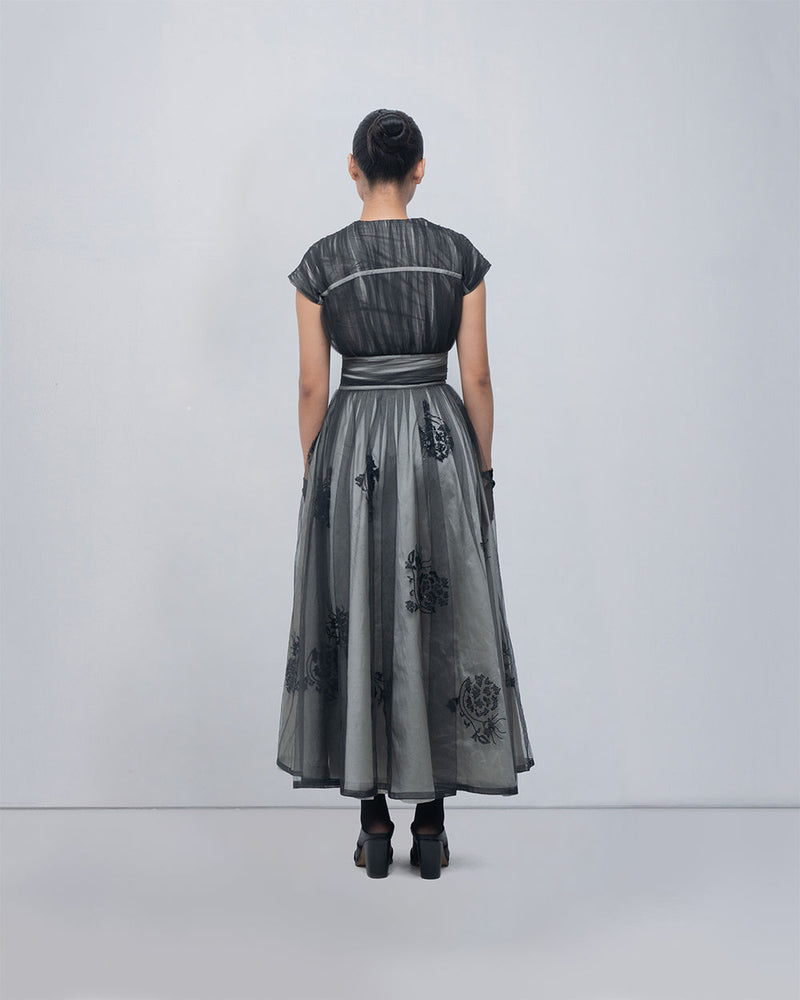 Evara Dress viscose by Leh Studios in silver, black for women Worldwide