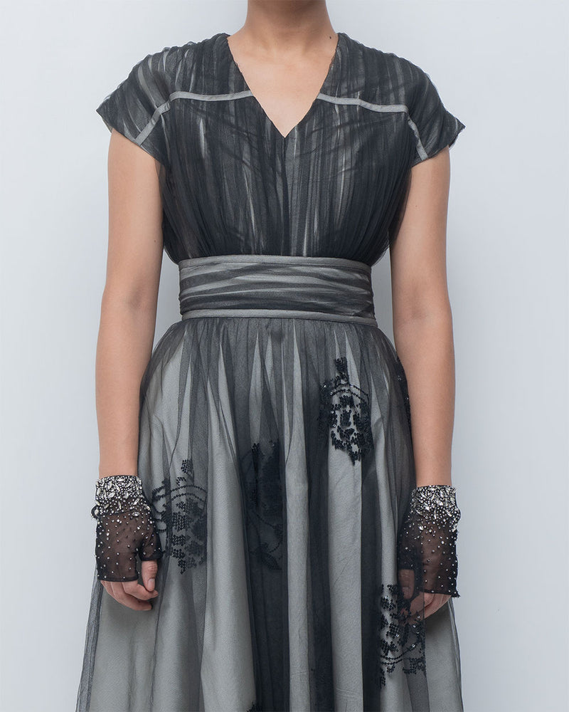 Evara Dress viscose by Leh Studios in silver, black for women Worldwide