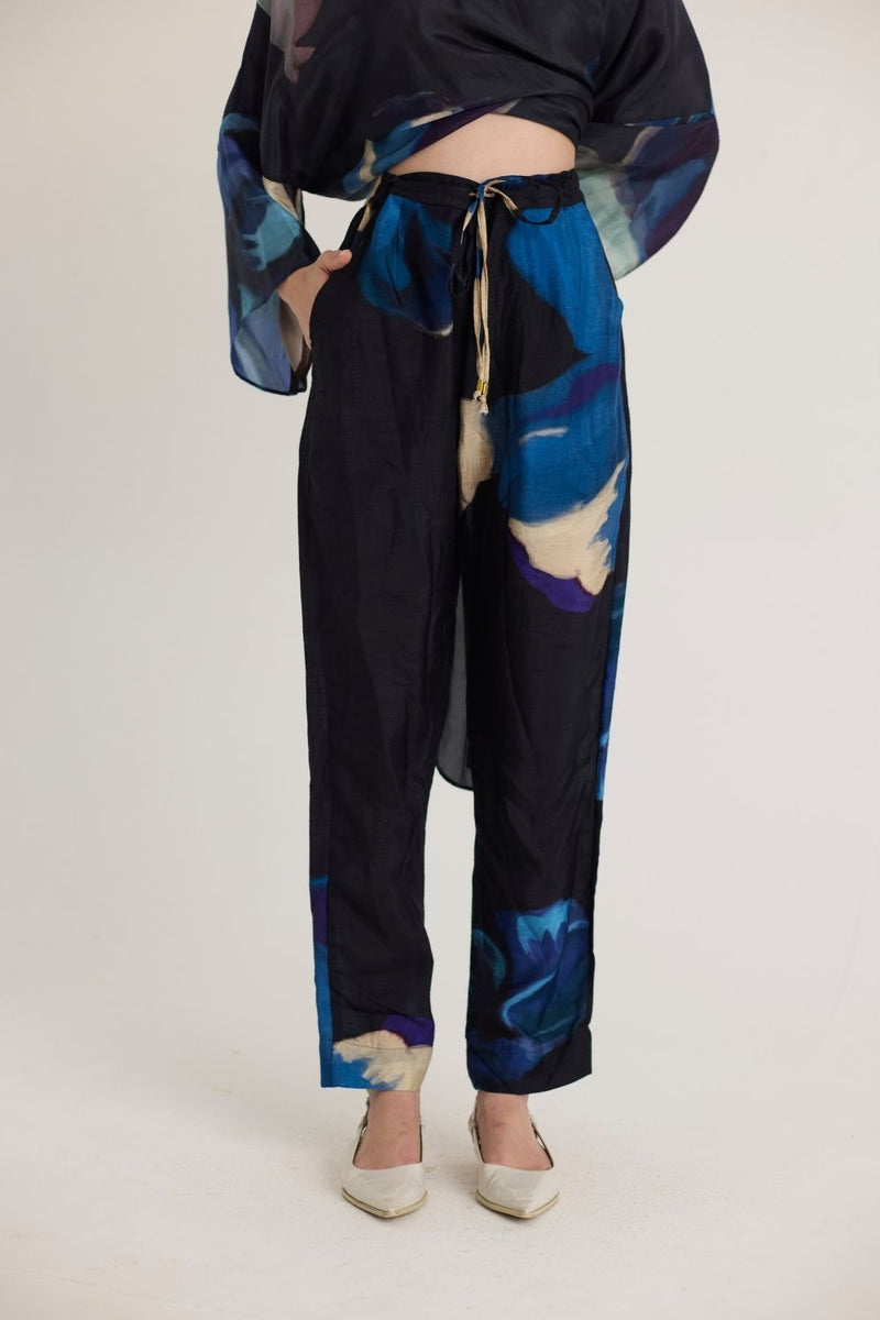 ROCCO SILK KAFTAN SET silk by Yam in black color for women Worldwide