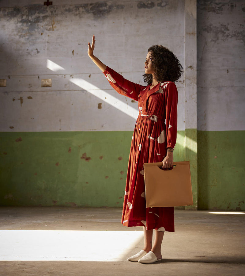 Golden hour Dress cotton Dresses by Khara Kapas in red for women Worldwide