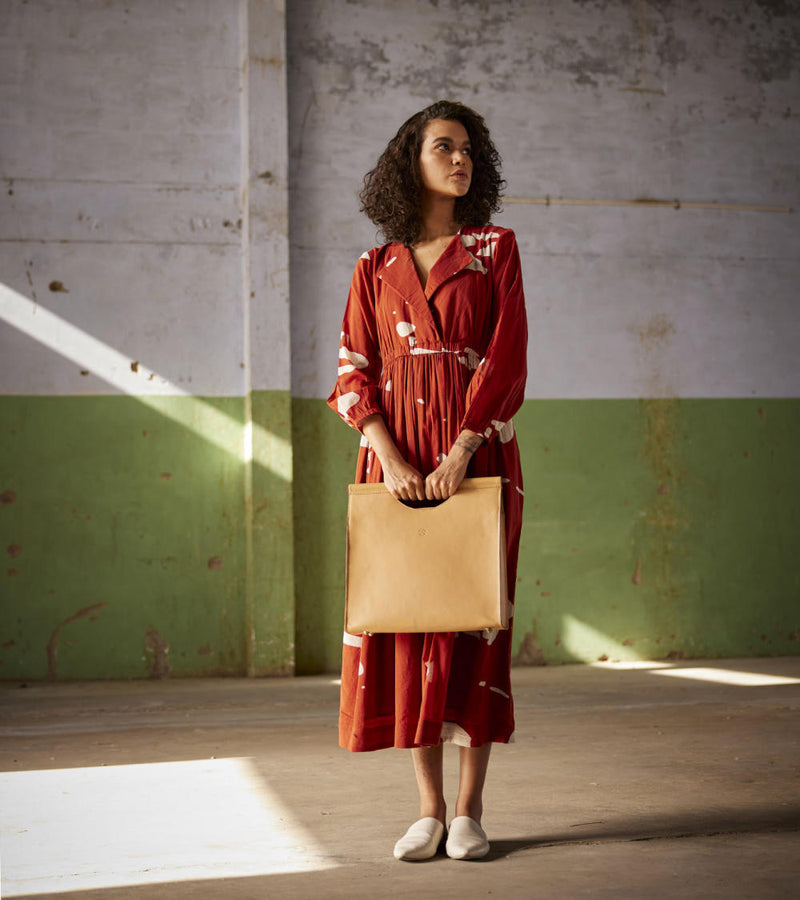 Golden hour Dress cotton Dresses by Khara Kapas in red for women Worldwide