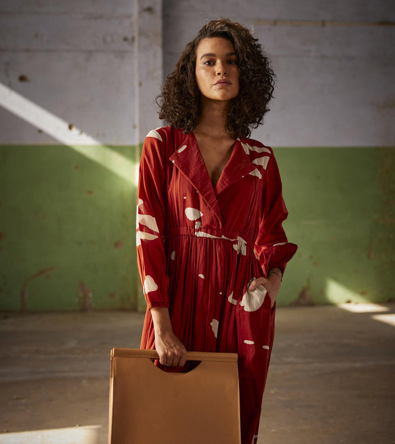 Golden hour Dress cotton Dresses by Khara Kapas in red for women Worldwide