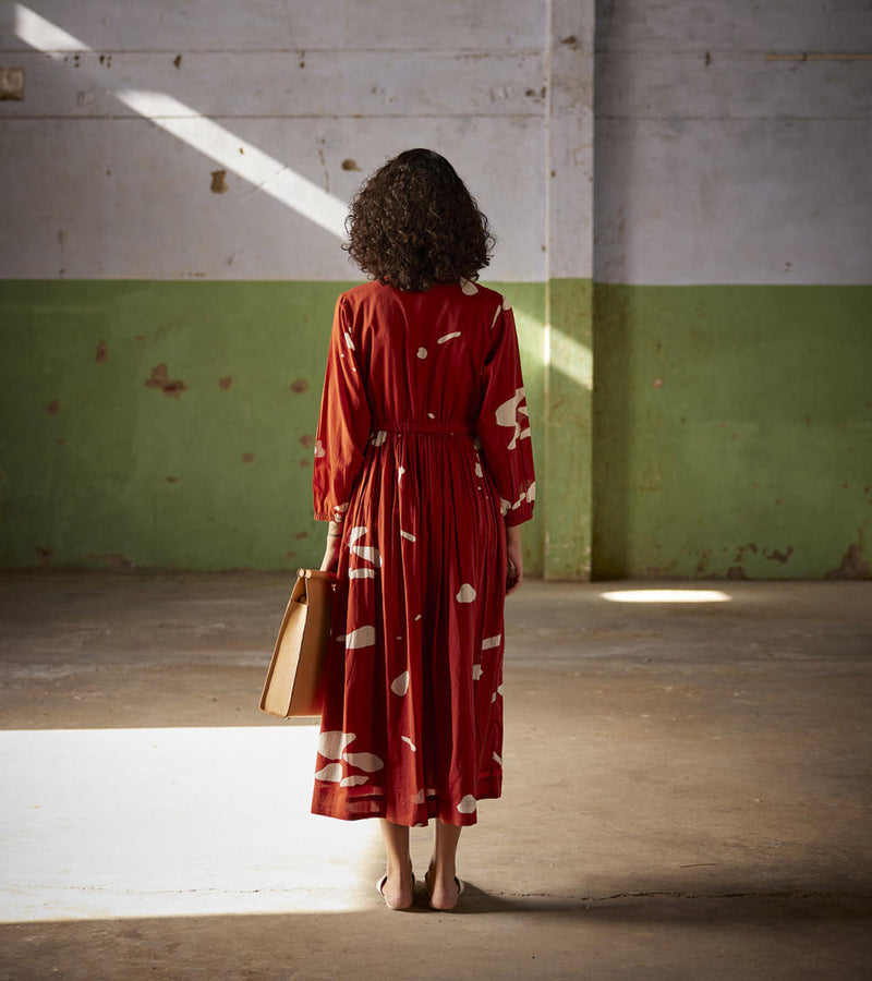 Golden hour Dress cotton Dresses by Khara Kapas in red for women Worldwide