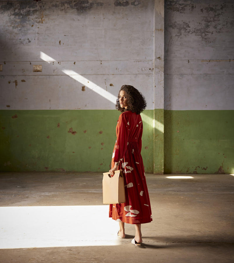 Golden hour Dress cotton Dresses by Khara Kapas in red for women Worldwide