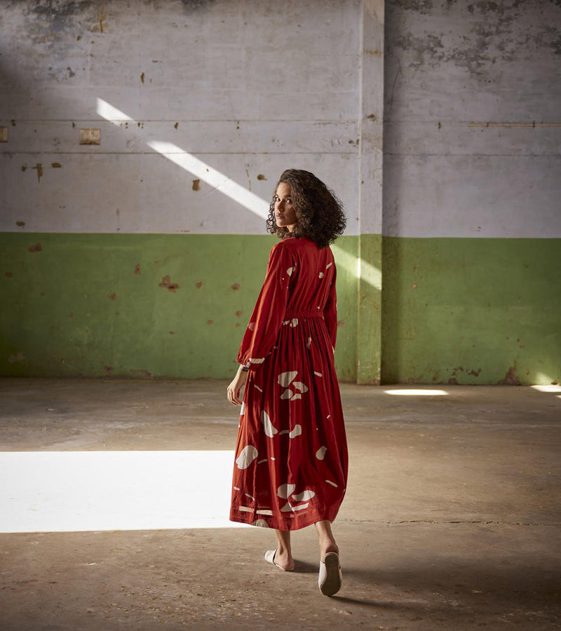Golden hour Dress cotton Dresses by Khara Kapas in red for women Worldwide
