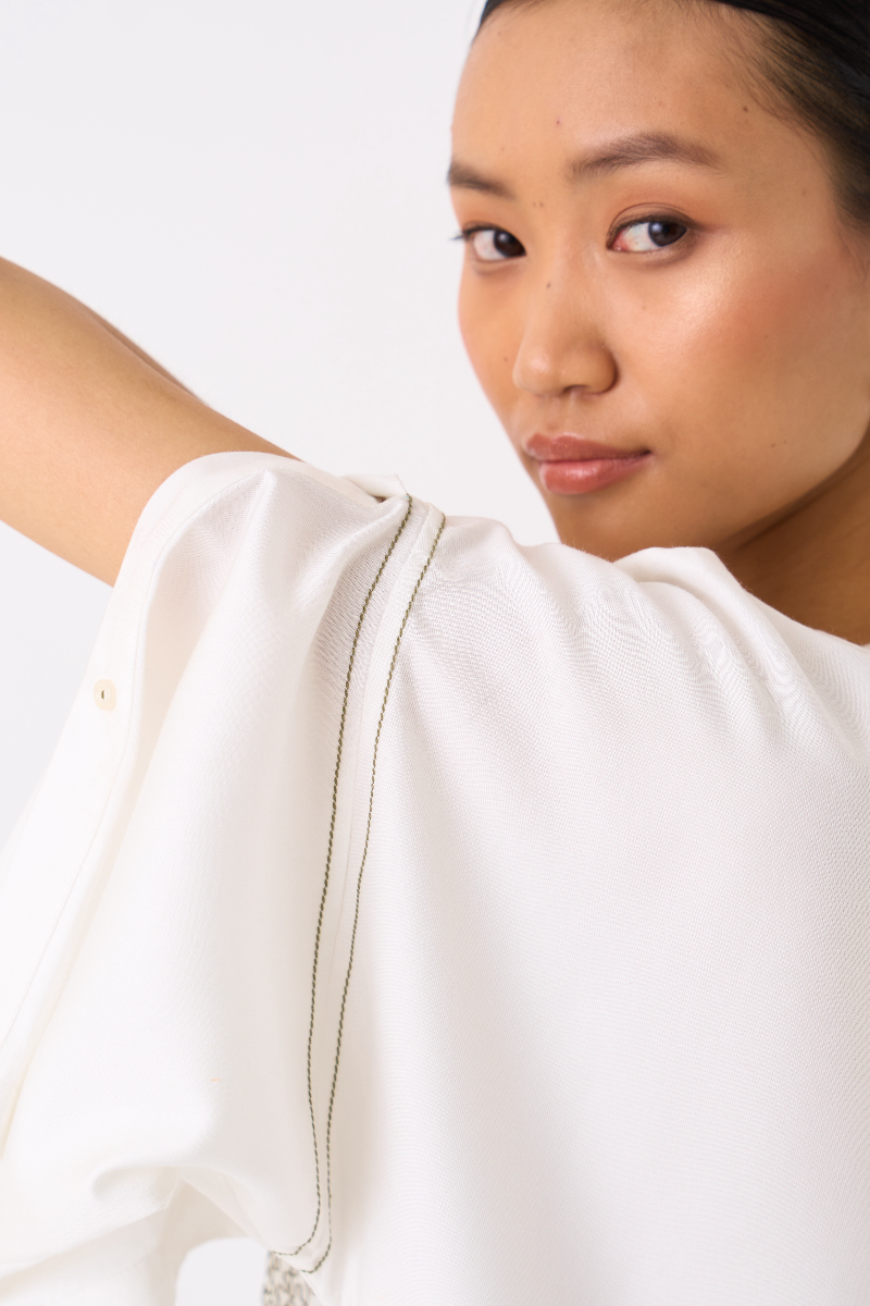 PATCH POCKET TUNIC-IVORY by THREE in ivory color for women Worldwide