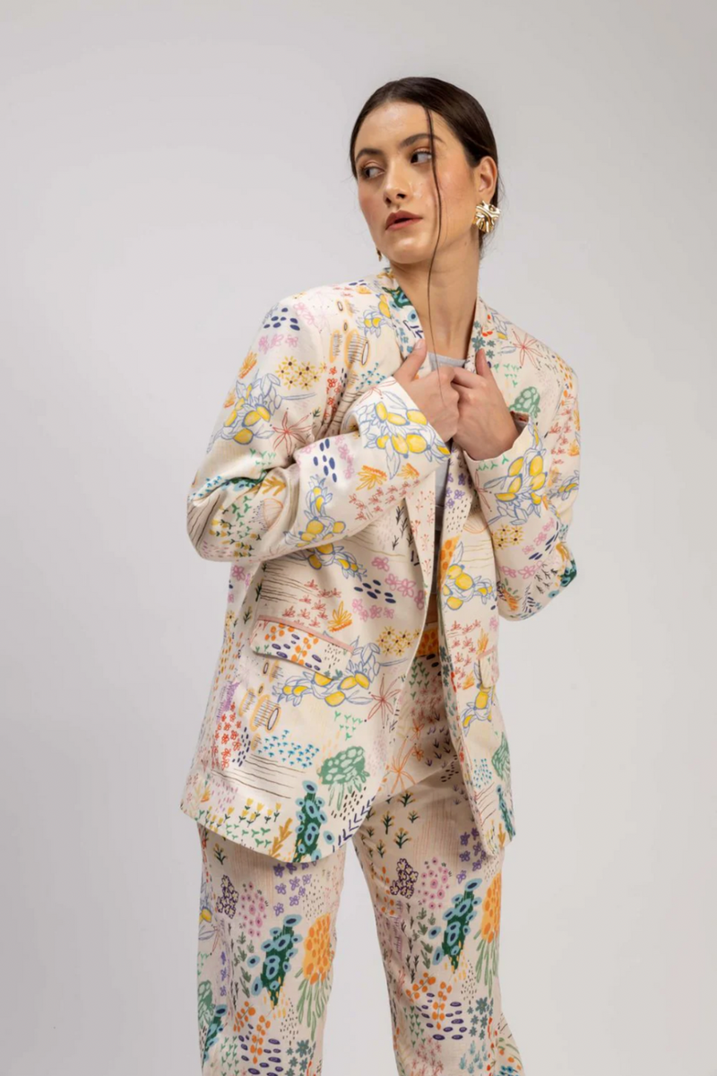 LIZA PRINTED BLAZER mul by Doodlage in multi color for women Worldwide