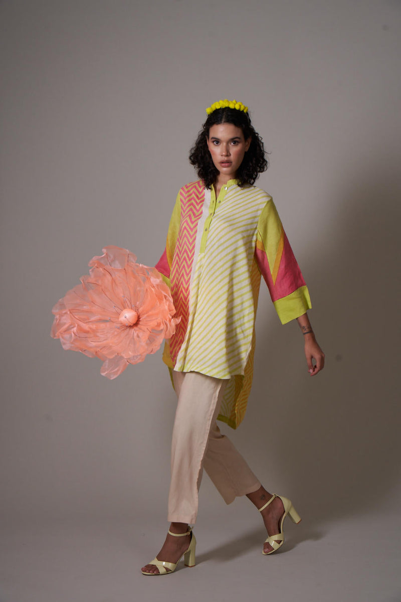Kosumosu linen kurta set by Priti Prashant for women Worldwide